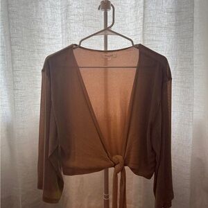 Vintage Brown Tie-Front Top